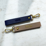 Personalized Nobu Leather Wristlet Keychain